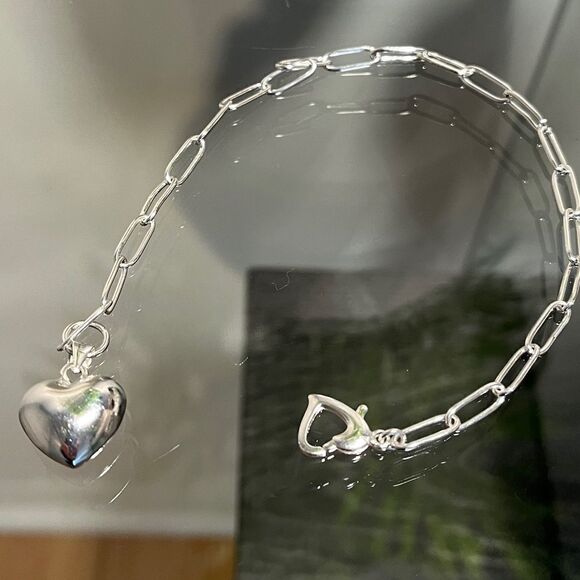 The LOVE Heart Pendant & clasp link bracelet in 925 - Picture 5 of 5